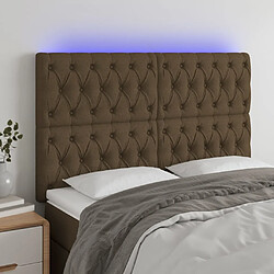 vidaXL Tête de lit à LED Marron foncé 160x7x118/128 cm Tissu