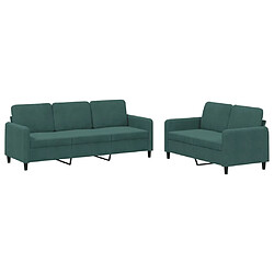 Maison Chic Ensemble de canapés 2 pcs, Canapé droit Sofa pour Salon vert foncé velours -GKD765616