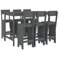 Maison Chic Table de bar et chaises d'extérieur 7 pcs,Ensemble de bar de jardin pour relax gris bois de pin massif -GKD480416