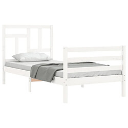 Acheter Maison Chic Cadre/structure de lit avec tête de lit pour adulte - Lit Moderne Chambre blanc simple bois massif -MN78835