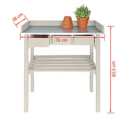 Farm Folklore Table de jardinage en pin et zinc blanc. pas cher