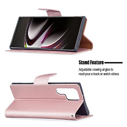 Etui en PU texture litchi or rose pour votre Samsung Galaxy S22 Ultra