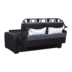 Vente-Unique Canapé 4 places convertible express en cuir noir matelas 18 cm BEVIS pas cher