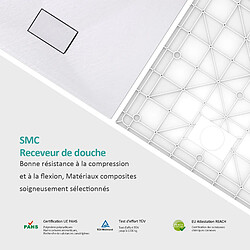 EMKE receveur de douche receveur de douche plat antidérapant SMC receveur de douche à découper, 120x90cm | Blanc