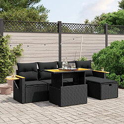 Maison Chic Ensemble Tables et chaises d'extérieur 6pcs avec coussins,Salon de jardin noir résine tressée -GKD315750