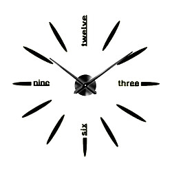 Horloge murale créative 3D DIY, horloge noire d'autocollants de nombres sans cadre modernes