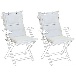 Beliani Lot de 2 coussins en tissu blanc cassé pour chaises de jardin MAUI