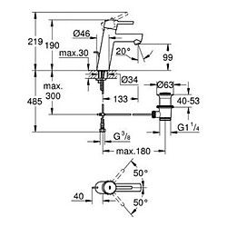 mitigeur de lavabo - concetto - bec intermédiaire - chromé - grohe 23450001