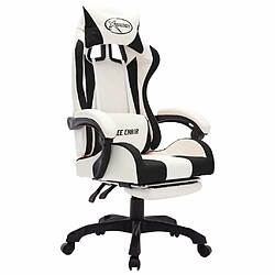 Avis Maison Chic Chaise de jeu vidéo avec LED, Chaise gaming, Fauteuil gamer d'ordinateur,Chaise de Bureau RVB Noir et blanc Similicuir -GKD31365