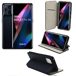 Xeptio Oppo Find X3 PRO 5G Etui Protection Portefeuille bleu à Rabat avec Porte Cartes - Housse Folio bleue navy Coque Antichoc