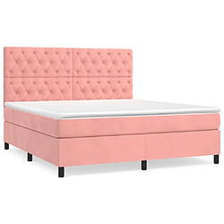 Maison Chic Lit Adulte - Lit simple Lit à sommier tapissier avec matelas moelleux - Meuble de Chambre - Rose 160x200 cm Velours -MN27314