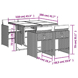 vidaXL Ensemble à manger de jardin et coussins 5 pcs gris clair rotin pas cher