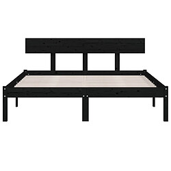 Avis vidaXL Cadre de lit sans matelas noir bois massif 140x190 cm