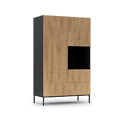 Bestmobilier Felicia - armoire - bois et noir - 120x200 cm