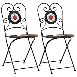 vidaXL Chaises de bistro pliables lot de 2 terre cuite blanc céramique