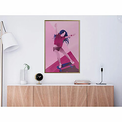 Paris Prix Affiche Murale Encadrée Girl on a Skateboard 40 x 60 cm Or