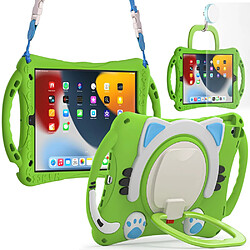 Coque en TPU antichoc avec béquille rotative et bandoulière Vert/bleu bébé pour votre iPad Pro 10.5-pouces (2017)/Air 10.5 pouces (2019)/10.2 (2019)/(2020)/(2021)