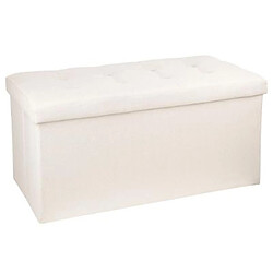 Pegane Coffre/pouf pliable en MDF et polyuréthane coloris beige - Dim : L76 x l38 x H38 cm