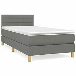 Maison Chic Lit Adulte - Lit simple Lit à sommier tapissier avec matelas moelleux - Meuble de Chambre - Gris foncé 100x200cm Tissu -MN22514