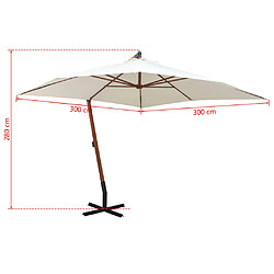 vidaXL Parasol suspendu avec poteau en bois 300x300 cm blanc pas cher