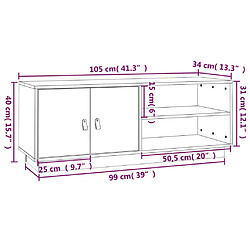 vidaXL Meuble TV Marron miel 105x34x40 cm Bois de pin massif pas cher