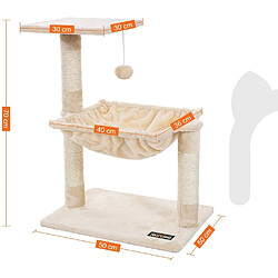 Helloshop26 Arbre à chat griffoir niches colonnes renforcées 70 cm beige 12_0000155