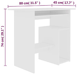 vidaXL Bureau Blanc 80x45x74 cm Bois d’ingénierie pas cher