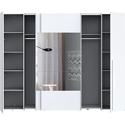 Avis Cstore Armoire NARAGO - Décor Blanc mat - 2 portes coulissantes + miroir + 2 portes battantes + 2 penderies - L270 x P61 x H210 cm