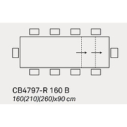 Inside 75 Table extensible 10 couverts PENTAGON 260cm pieds métal plateau céramique ciment