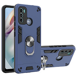 Coque en TPU 2-en-1, hybride avec béquille en anneau magnétique bleu pour votre Motorola Moto G60