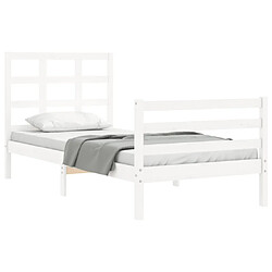 Avis Maison Chic Cadre/structure de lit avec tête de lit pour adulte - Lit Moderne Chambre blanc petit simple bois massif -MN70237