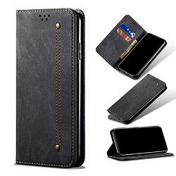 Etui en PU tissu de jeans noir pour votre OPPO A52/A72/A92