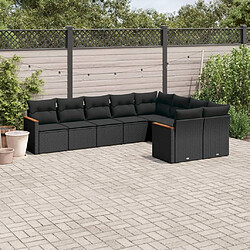 Maison Chic Salon de jardin 9 pcs avec coussins | Ensemble de Table et chaises | Mobilier d'Extérieur noir résine tressée -GKD37709