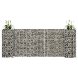 vidaXL Jardinière à gabion en H Fil d'acier 260x40x100 cm