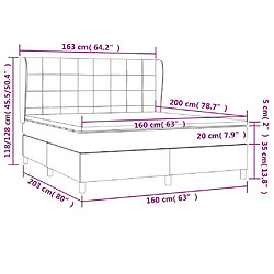 vidaXL Sommier à lattes de lit et matelas Bleu foncé 160x200cm Velours pas cher