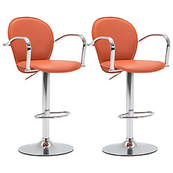 vidaXL Tabourets de bar avec accoudoir lot de 2 orange similicuir