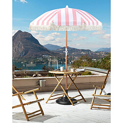 Beliani Parasol de jardin d 150 cm rose et blanc MONDELLO