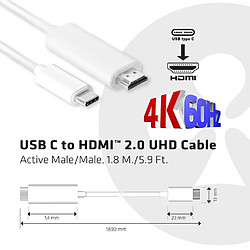 Club 3D CLUB3D USB C to HDMI™ 2.0 UHD Cable Active 1.8 M./5.9 Ft.