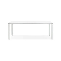 Mes Bureau design 200x100x74,5 cm plateau blanc et métal blanc - WARNY