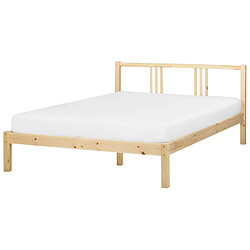 Beliani Lit double en bois clair 140 x 200 cm VANNES