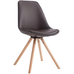 Decoshop26 Chaise de cuisine salle à manger scandinave assise en PVC marron 4 pieds en bois forme rond clair 10_0003404