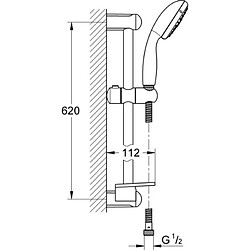 Grohe Ensemble de douche sur barre Tempesta 100 avec douchette 3 jets EcoJoy & porte-savon - débit limité à 8 l/min