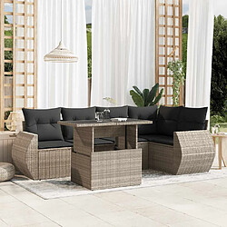 vidaXL Salon de jardin 6 pcs avec coussins gris clair résine tressée