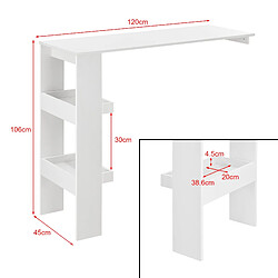 Helloshop26 Table de bar stylée bistrot 120 cm blanc 03_0006215