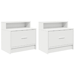 vidaXL Table de chevet avec tiroir 2 pcs blanc 51x31x47 cm