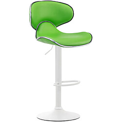 Decoshop26 Lot de 2 tabourets de bar design contemporain pieds en métal blanc mat assise en synthétique vert 10_0000351