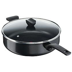 Tefal - B55537 - Easy Cook & Clean - Sauteuse - 28 cm - Avec couvercle en verre - Revêtement anti-adhésif - Sûre - Signal thermique - Fond de poêle à diffusion - Cuisson saine - Noire