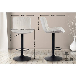 Decoshop26 Tabouret de bar chaise haute x1 avec coutures décoratives en tissu velours crème pieds en métal noir 10_0005170