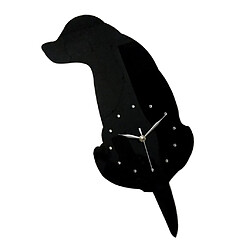 3d queue wagging chat chien mur horloge silence horloge chambre décoration chien noir 02