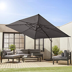 Avis Parasol déporté rectangulaire Wimereux 3x4m excentré inclinable rotatif à 360° Gris | sweeek